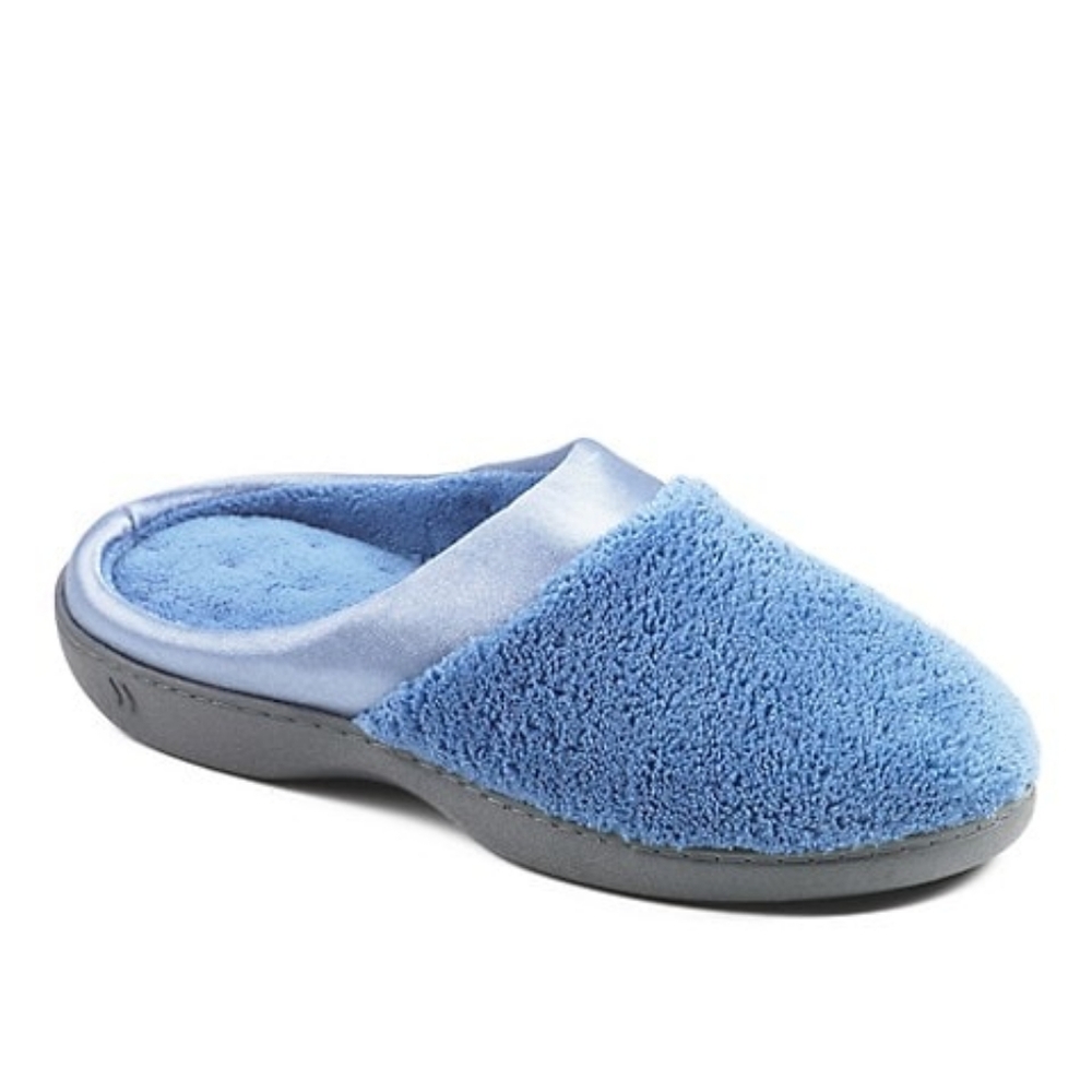 Isotoner Women's Microterry Clog with Satin Cuff Slippers ( Small)